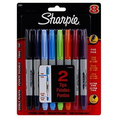 slide 1 of 17, Sharpie Twin Tip Permanent Markers, Assorted Colors, 8 ct