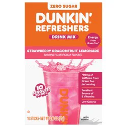 Dunkin'' Refreshers Singles To Go! Strawberry Dragonfruit Lemonade Drink Mix, 10 ct