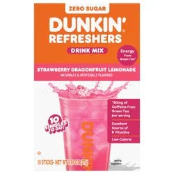 Dunkin'' Refreshers Singles To Go! Strawberry Dragonfruit Lemonade Drink Mix, 10 ct