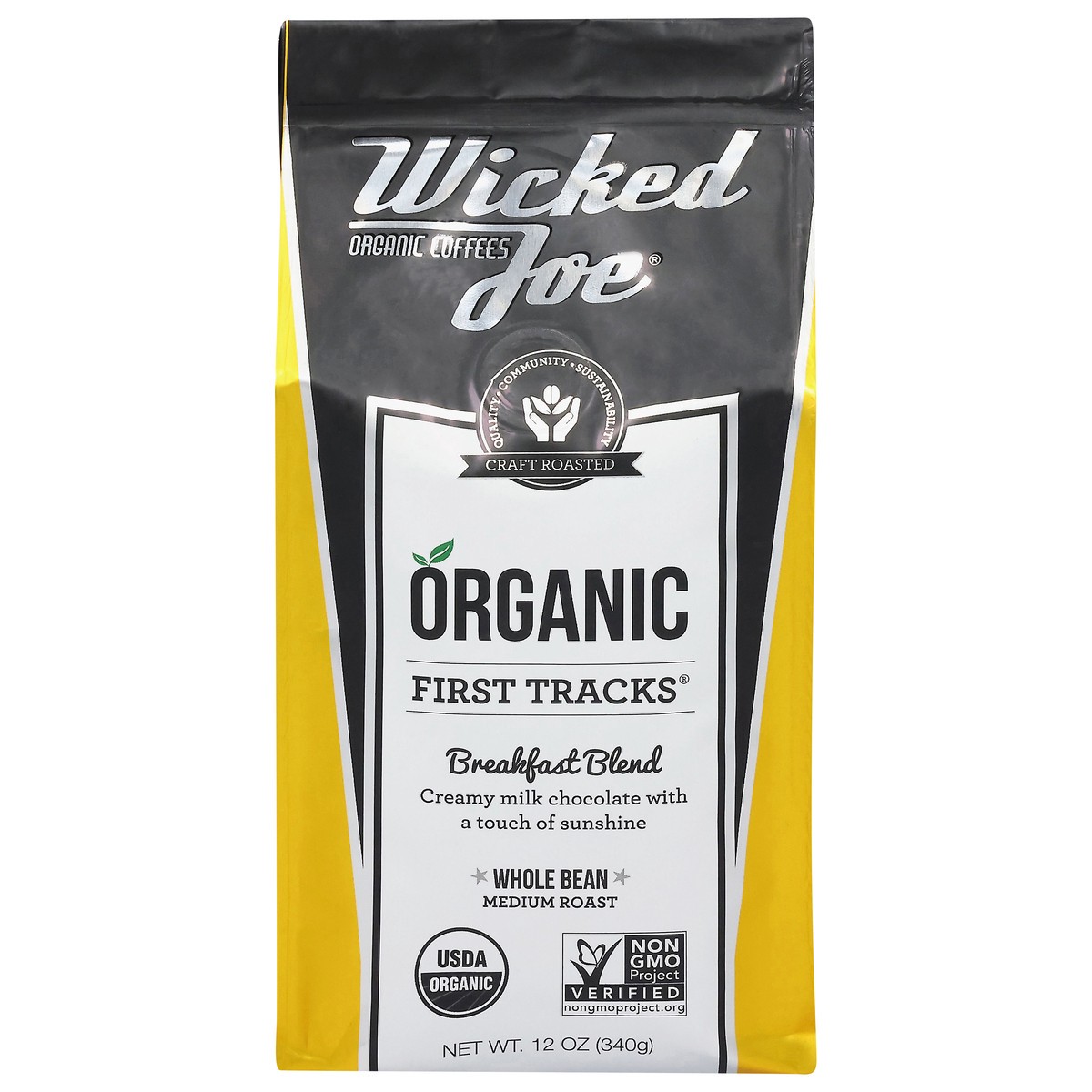slide 1 of 5, Wicked Joe Coffee Co. Organic Whole Bean Medium Roast Breakfast Blend Coffee 12 oz, 12 oz