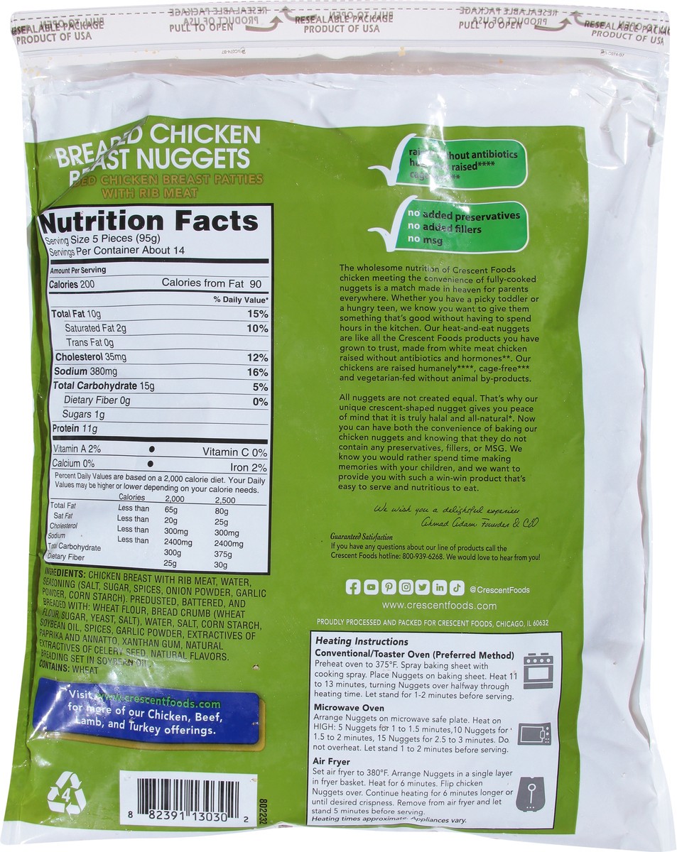 slide 9 of 14, Crescent Foods 100% White Meat Breaded Chicken Breast Nuggets Family Pack 48 oz, 48 oz