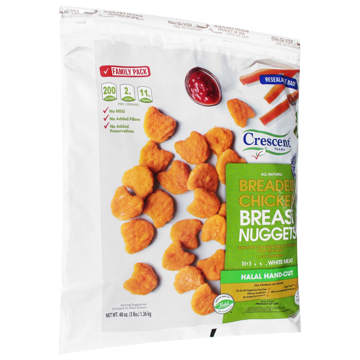 slide 10 of 14, Crescent Foods 100% White Meat Breaded Chicken Breast Nuggets Family Pack 48 oz, 48 oz