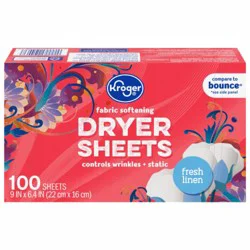 Kroger Fabric Softening Fresh Linen Scent Dryer Sheets