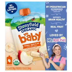 Stonyfield Organic YoBaby Whole Milk Baby Yogurt Pouches, Banana & Oat, 4 Ct