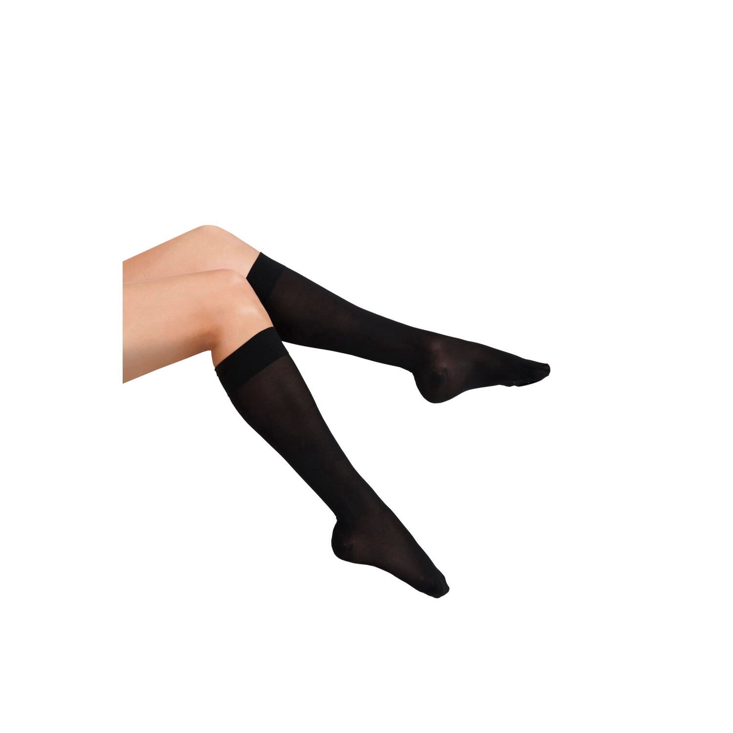 slide 2 of 4, Ita-Med Sheer Compression Knee High Stockings, Black, Large, 1 ct
