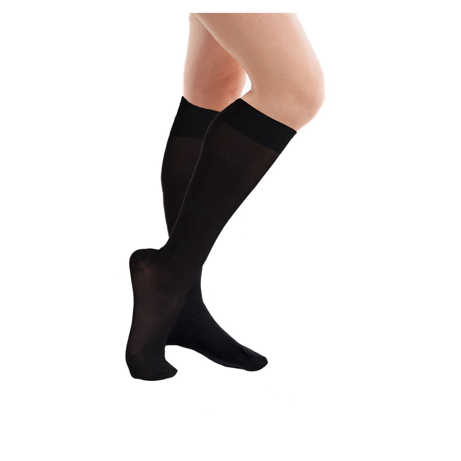 slide 1 of 4, Ita-Med Sheer Compression Knee High Stockings, Black, Large, 1 ct