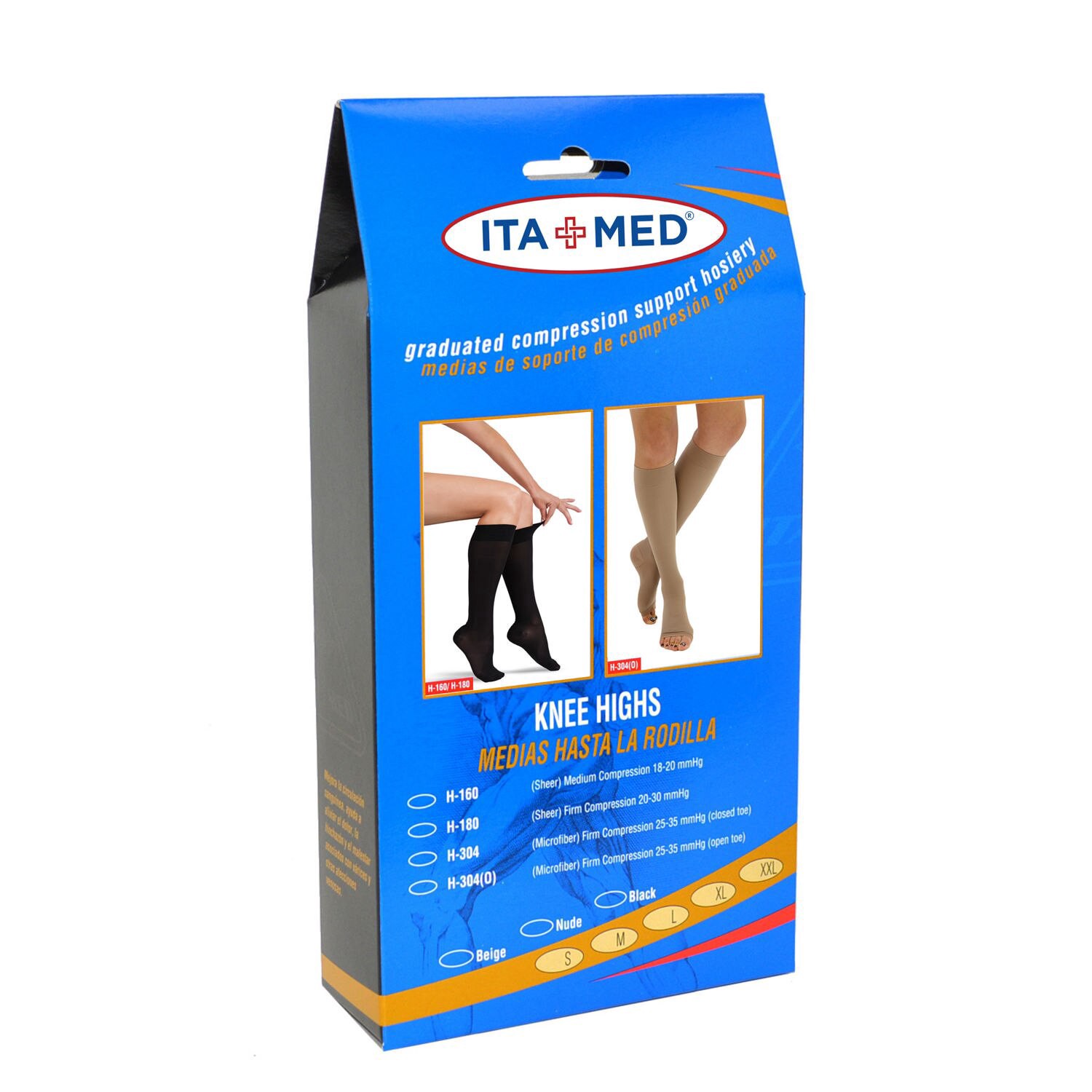 slide 4 of 4, Ita-Med Sheer Compression Knee High Stockings, Black, Large, 1 ct