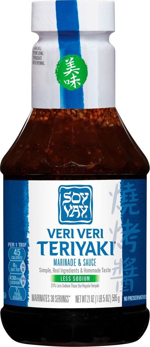 slide 2 of 9, Soy Vay Veri Veri Teriyaki Less Sodium Marinade and Sauce, 21 oz