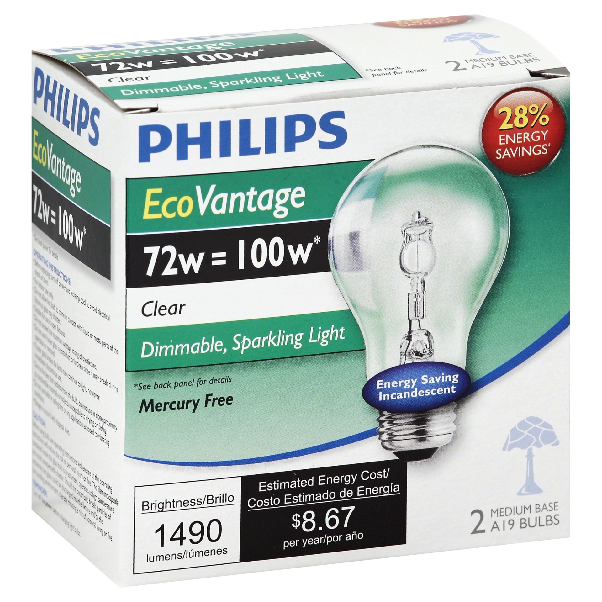 slide 1 of 1, Philips Economy Vantage Light Bulb - 72 Watt, 2 ct