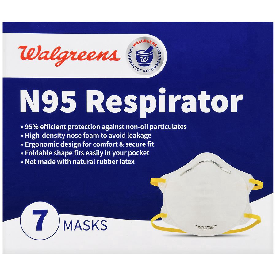 slide 2 of 5, Walgreens N95 Respirator Masks, 7 ct