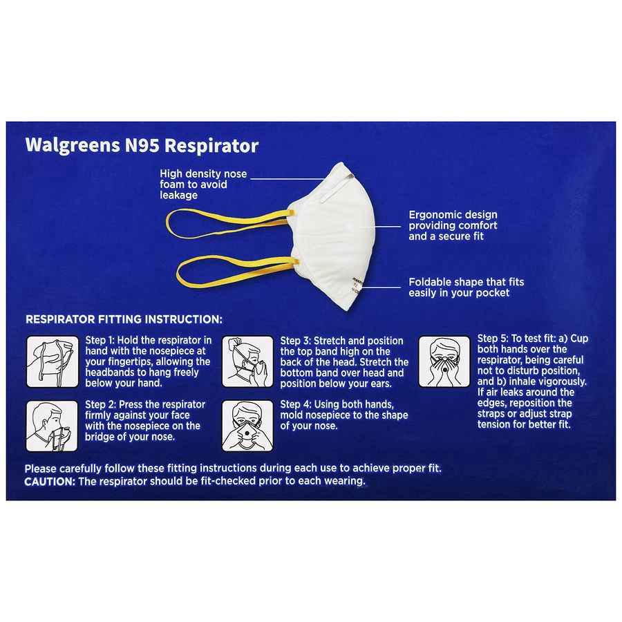 slide 4 of 5, Walgreens N95 Respirator Masks, 7 ct