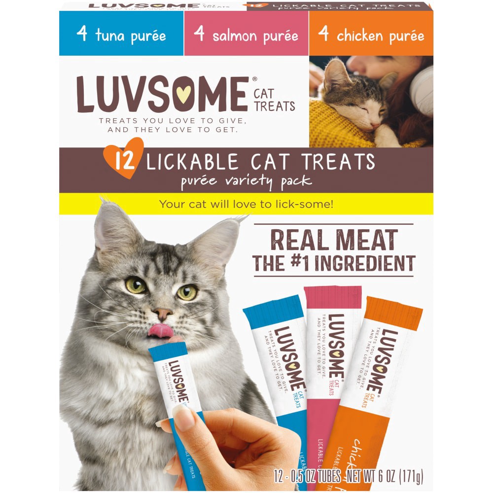 slide 1 of 2, Luvsome Lickable Puree Cat Treats Variety Pack, 12 ct; 0.5 oz