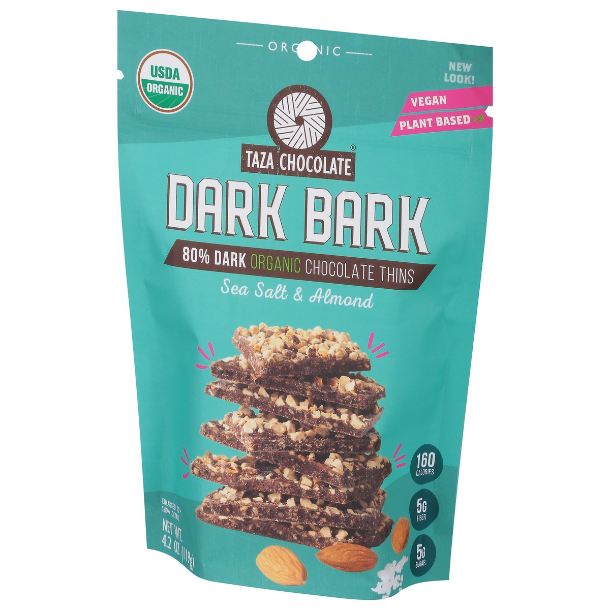 slide 2 of 14, Taza Chocolate Dark Bark Sea Salt & Almond 80% Dark Organic Chocolate Thins 4.2 oz, 4.2 oz