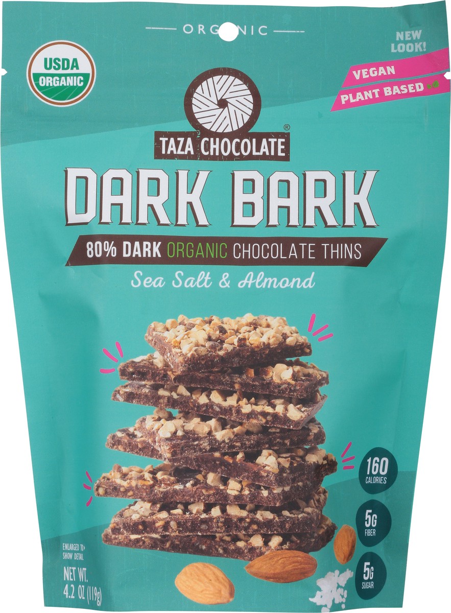 slide 4 of 14, Taza Chocolate Dark Bark Sea Salt & Almond 80% Dark Organic Chocolate Thins 4.2 oz, 4.2 oz