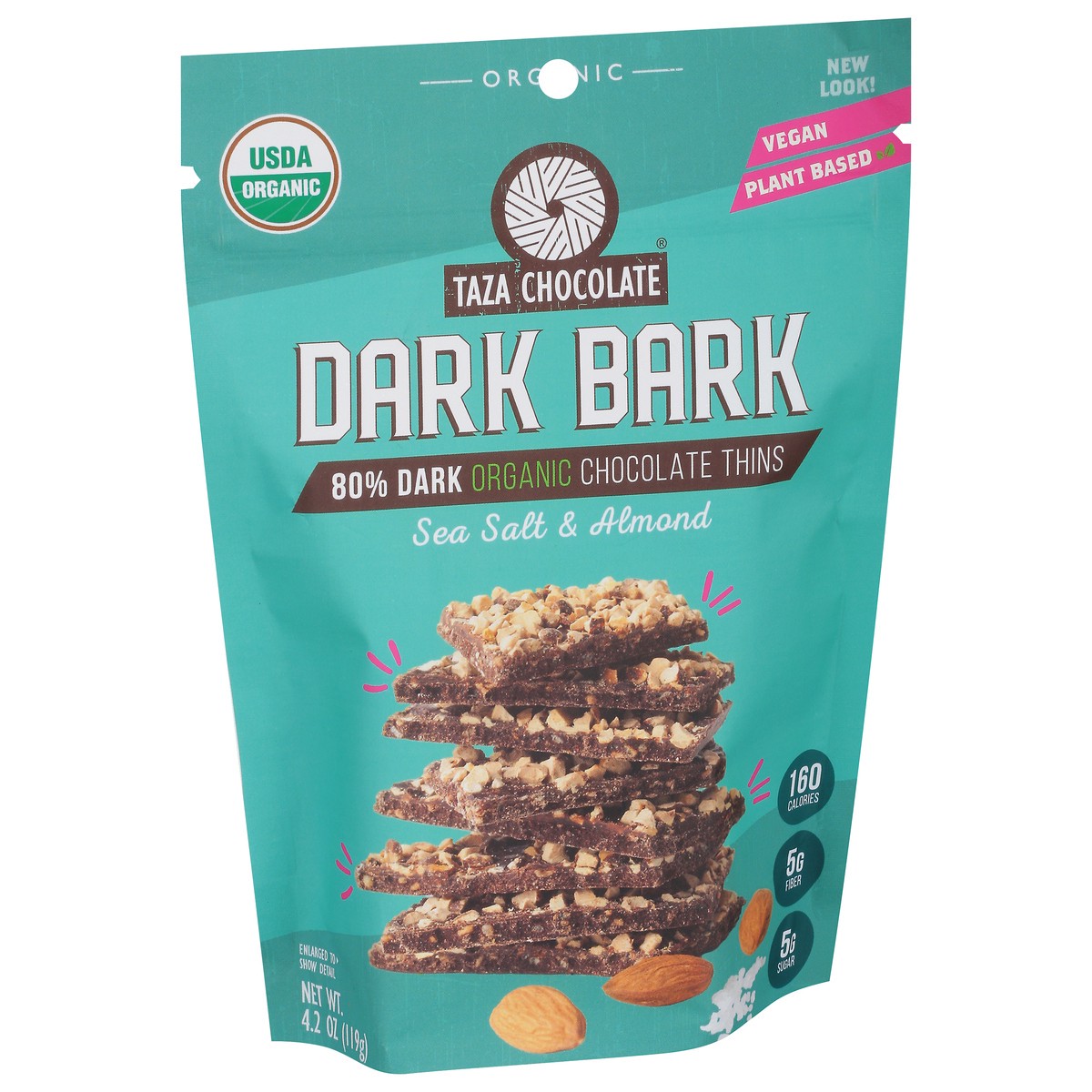 slide 11 of 14, Taza Chocolate Dark Bark Sea Salt & Almond 80% Dark Organic Chocolate Thins 4.2 oz, 4.2 oz