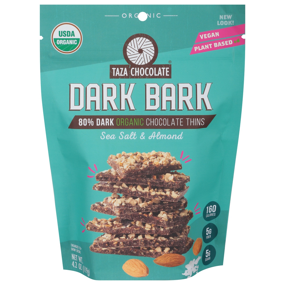 slide 1 of 1, Taza Chocolate Dark Bark Sea Salt & Almond 80% Dark Organic Chocolate Thins 4.2 oz, 4.2 oz