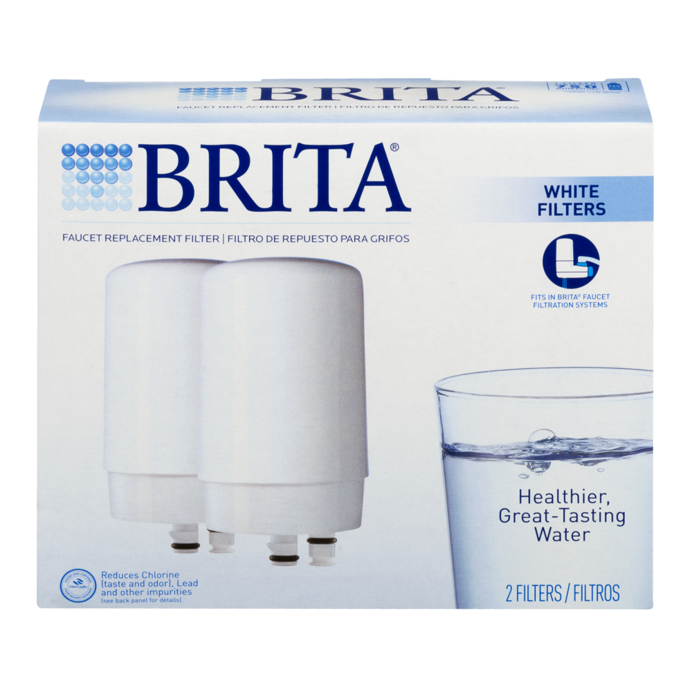 slide 1 of 1, Brita On Tap Faucet Water Filter System Replacement Filters, White, 2 ct