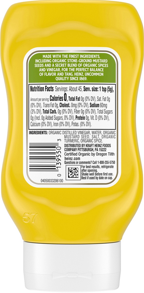 slide 7 of 9, Heinz Organic Yellow Mustard, 8 oz Bottle, 8 oz