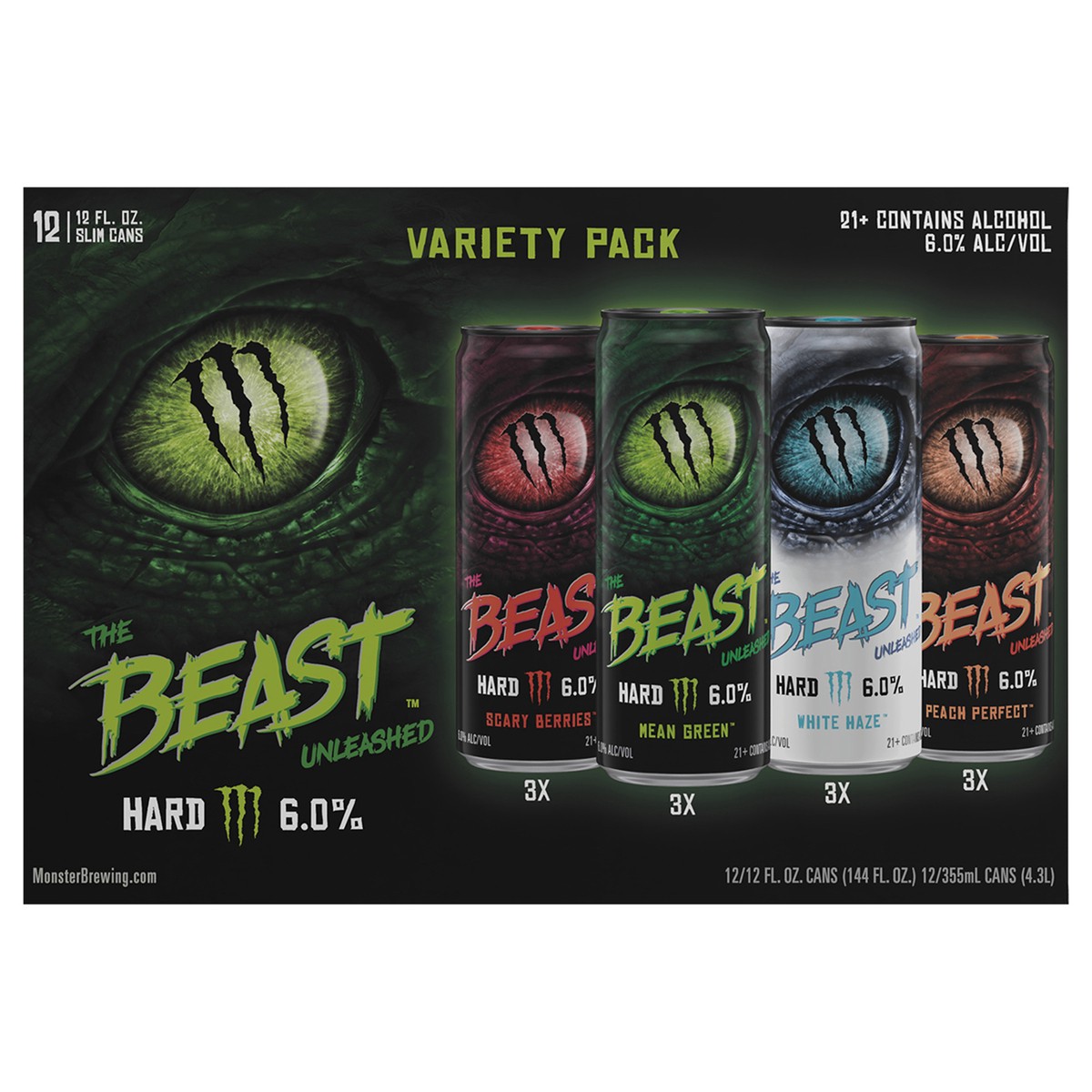 slide 1 of 7, Monster The Beast Unleashed Variety Pack 12 Pack 12 oz Can, 12 ct; 12 oz