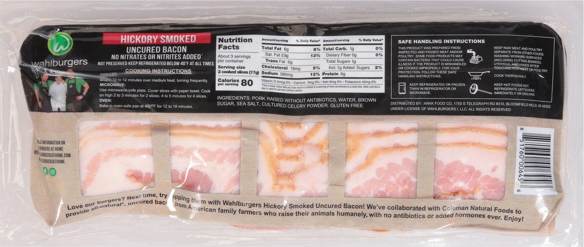 slide 7 of 14, Wahlburgers Uncured Hickory Smoked Bacon 8 oz,