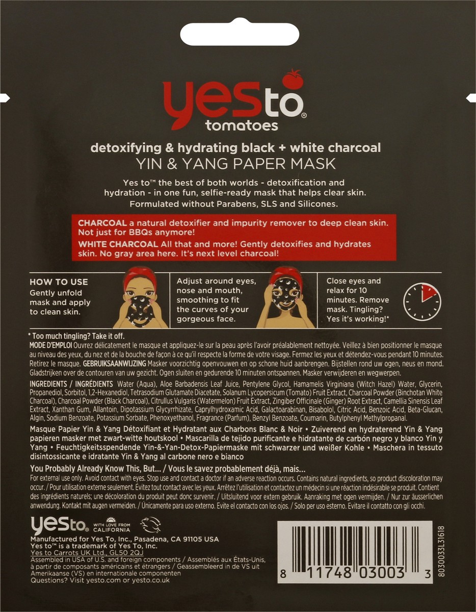 slide 5 of 9, Yes to Tomatoes Clear Skin Yin & Yang Paper Mask 1 ea, 67 fl oz