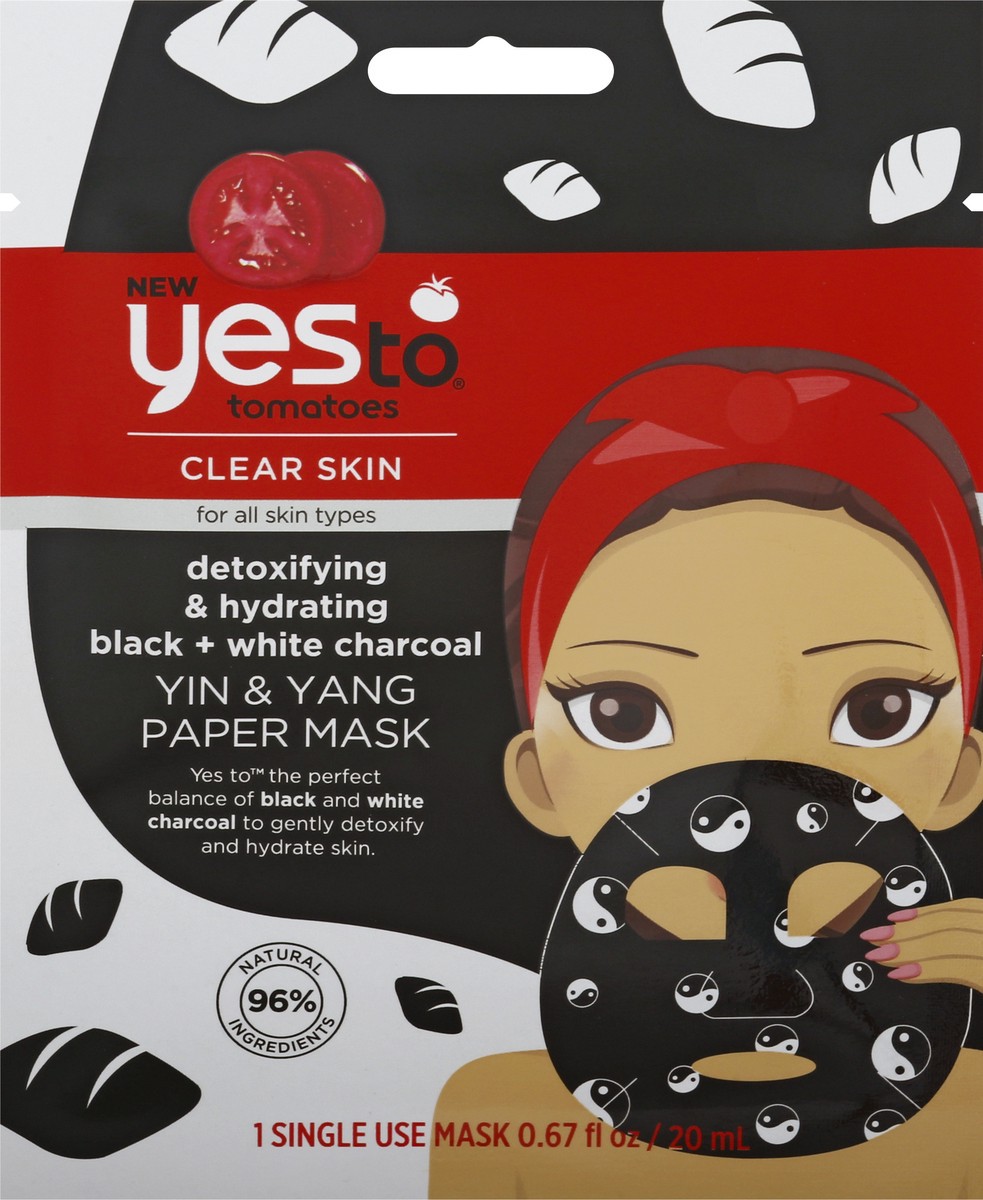 slide 1 of 9, Yes to Tomatoes Clear Skin Yin & Yang Paper Mask 1 ea, 67 fl oz