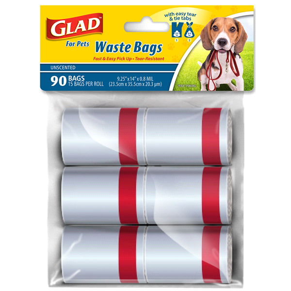 slide 1 of 1, Glad Pet Waste Bags, Unscented, 90 ct