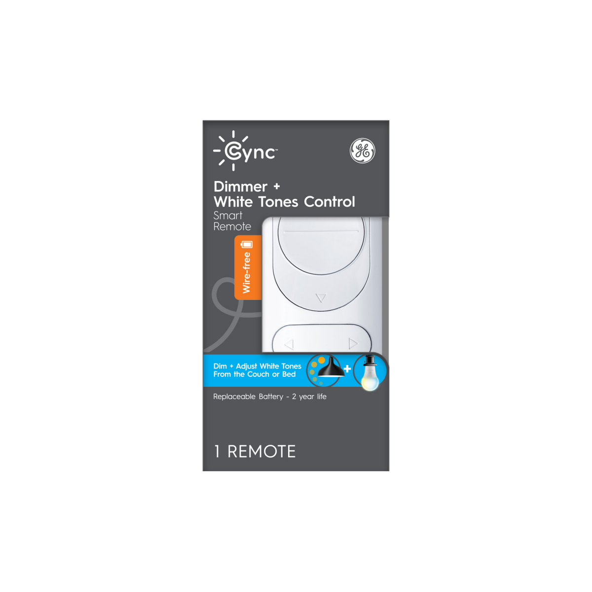 slide 1 of 5, GE Cync Wire-Free Smart Remot Control, Dimmer and Color Control, White, 1 ct