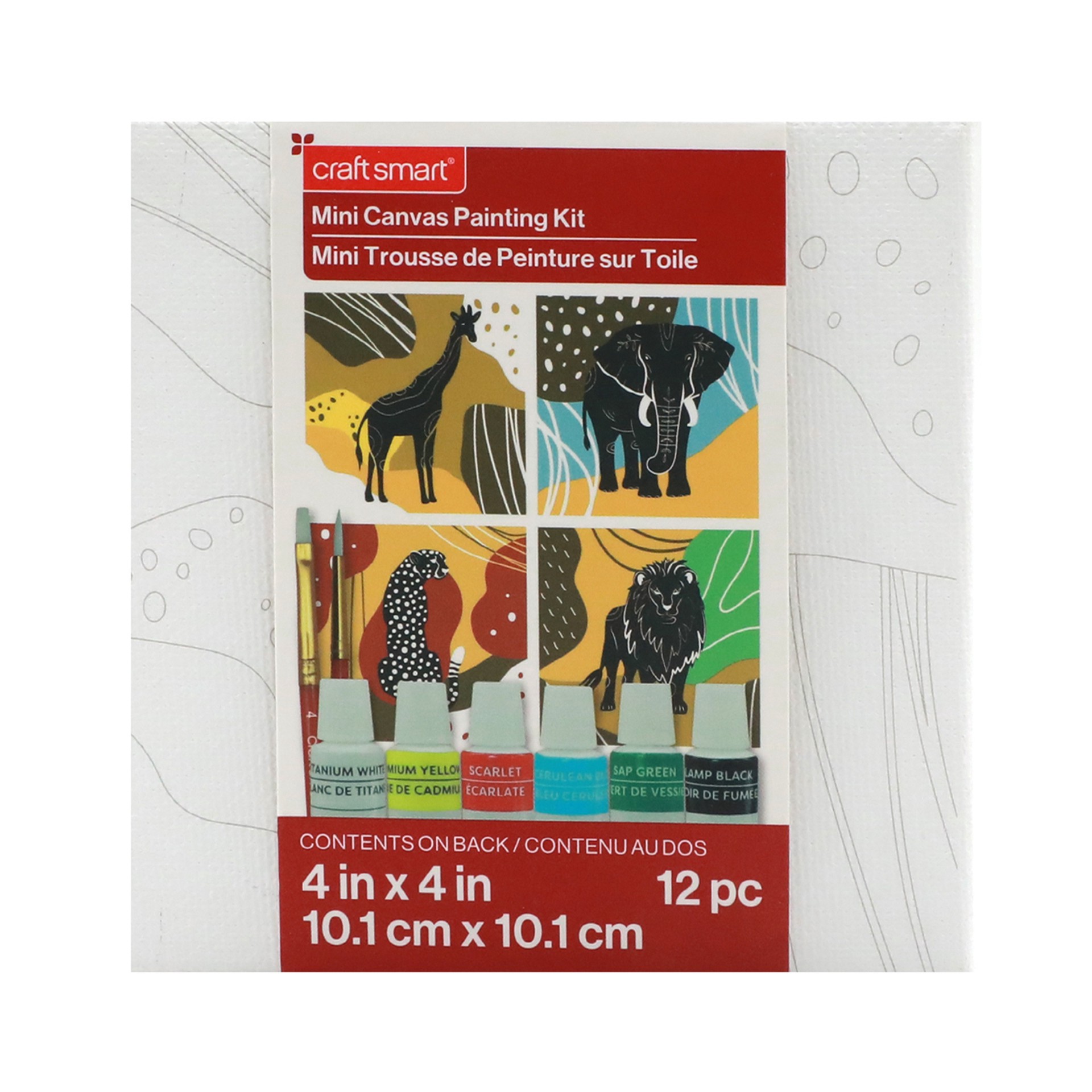 slide 8 of 8, Craft Smart 4" X 4" Wild Animals Canvas Painting Kit, 4 in x 4 in