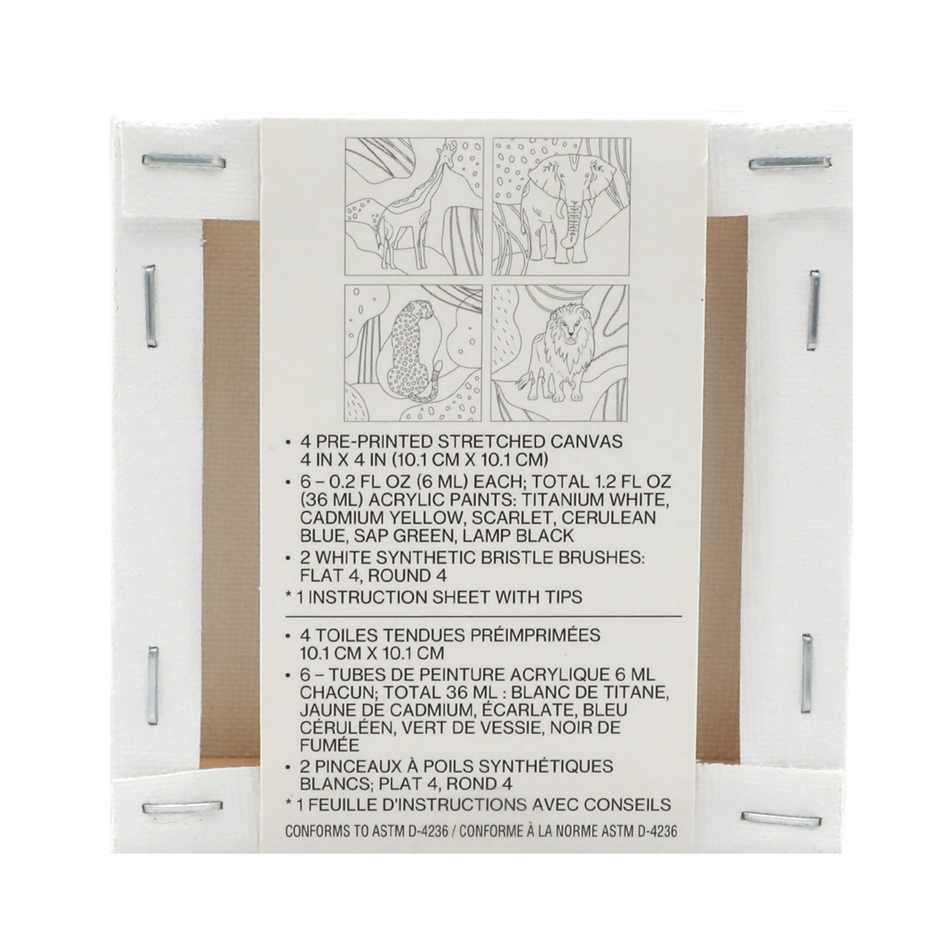 slide 6 of 8, Craft Smart 4" X 4" Wild Animals Canvas Painting Kit, 4 in x 4 in