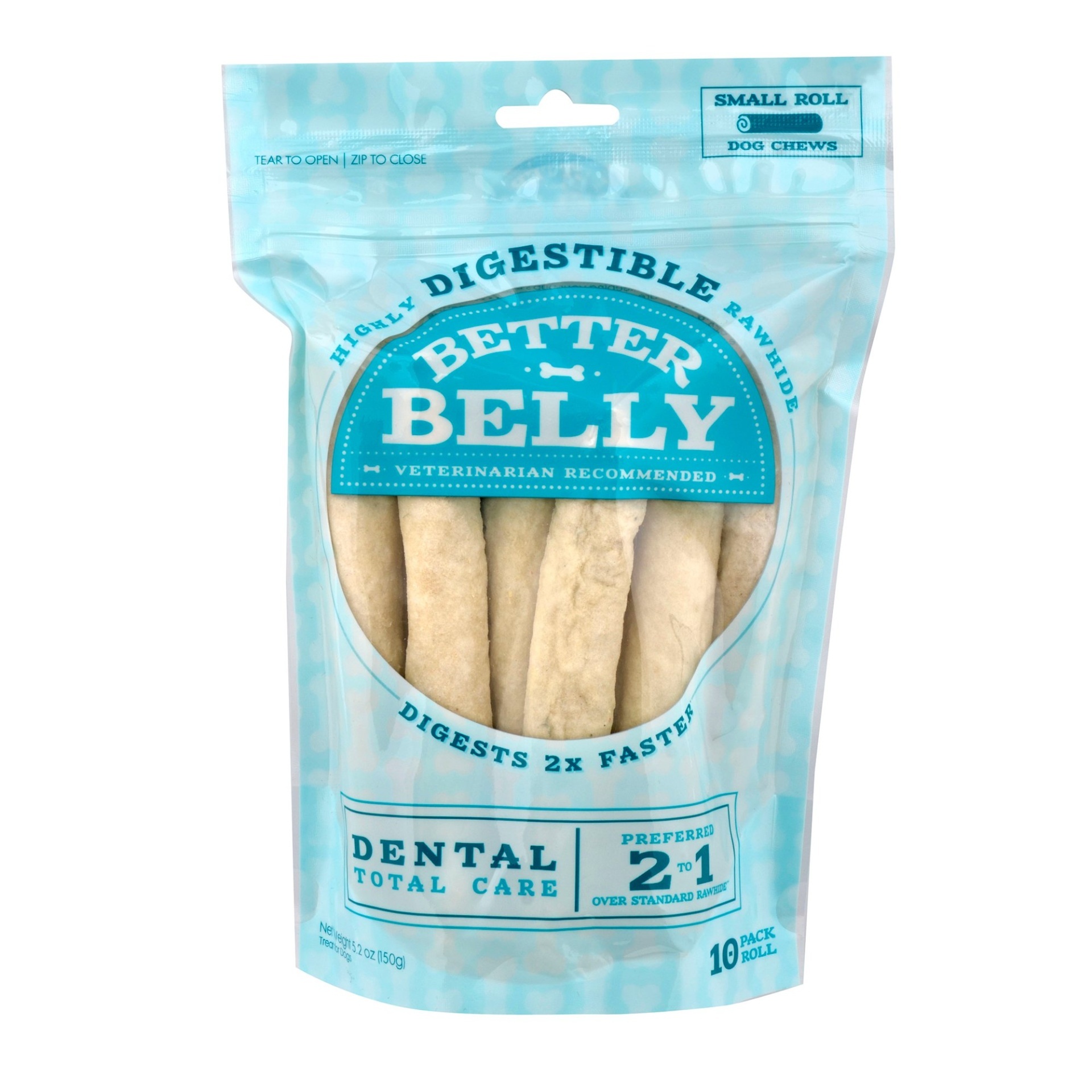 slide 1 of 1, Better Belly Small Rawhide Total Dental Care Dog Chews, 5.2 oz