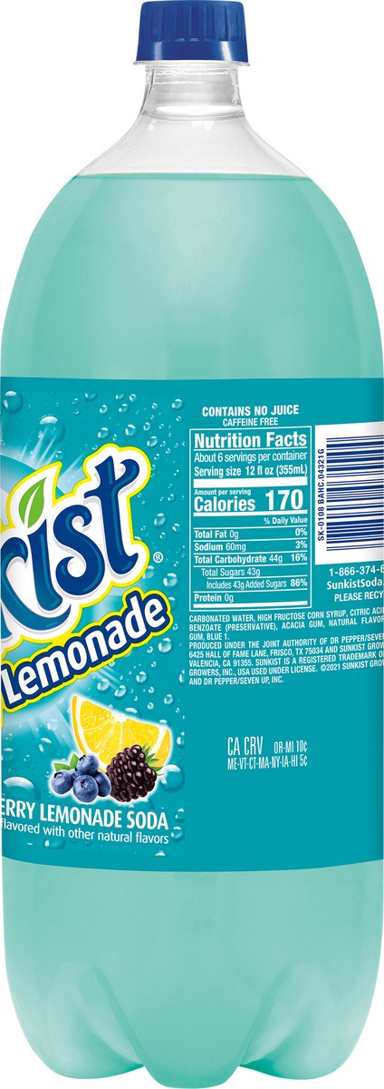 slide 2 of 7, Sunkist Berry Lemonade Soda- 2 liter, 2 liter