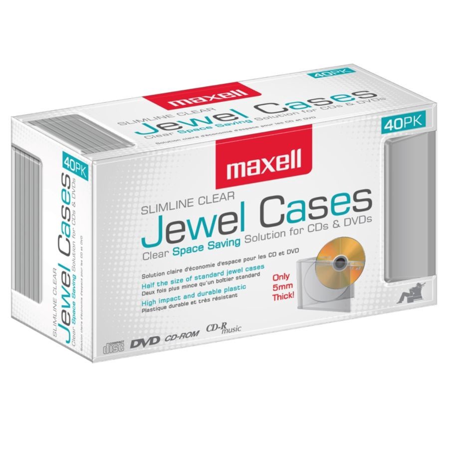 slide 5 of 5, Maxell Slimline Clear Jewel CD Cases, 1 ct