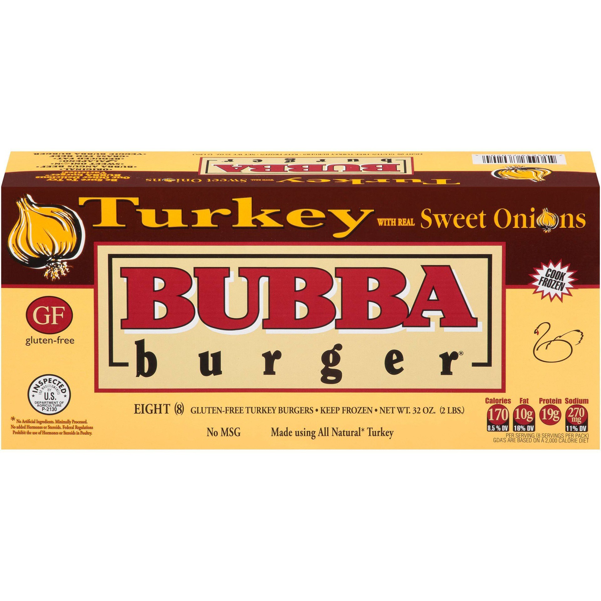 slide 1 of 1, BUBBA Burger Frozen Turkey Burger with Sweet Onions, 8 ct; 4 oz