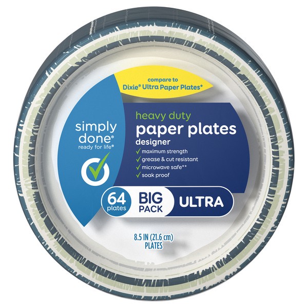 slide 1 of 2, Simply Done Ultra Heavy Duty Designer Paper Plates Big Pack 64 ea, 64 ct