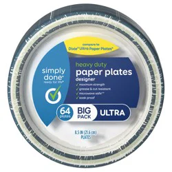 Simply Done Ultra Heavy Duty Designer Paper Plates Big Pack 64 ea