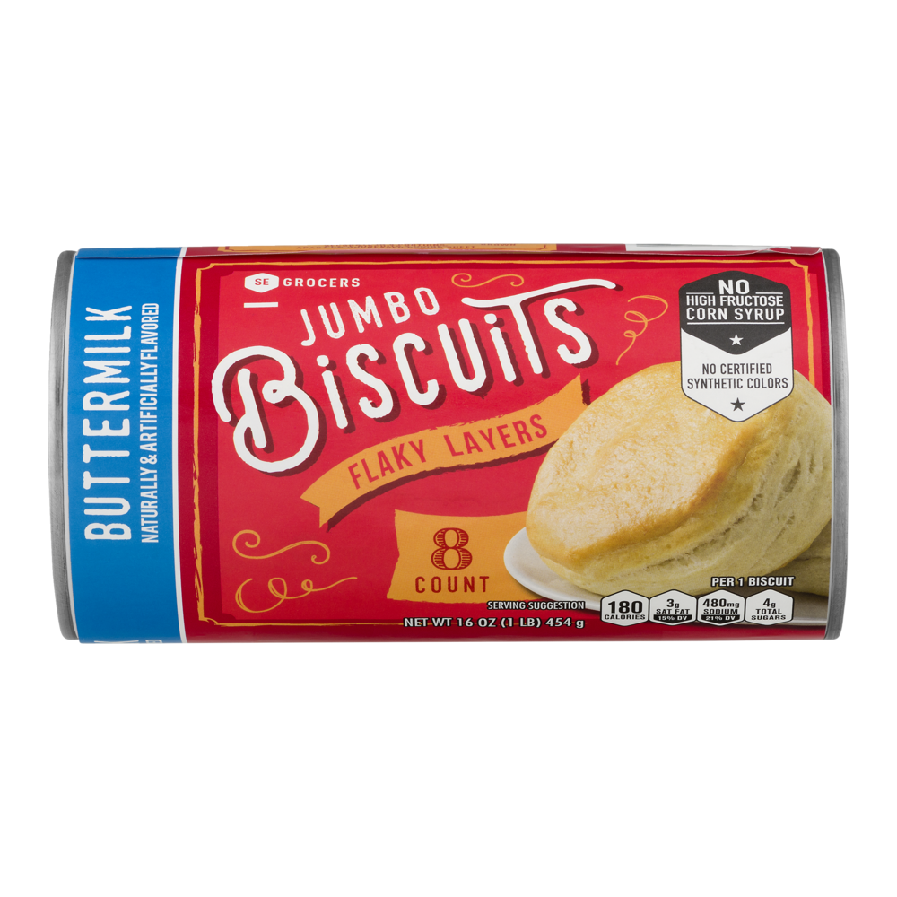 slide 1 of 1, SE Grocers Biscuits Jumbo Flaky Layers Buttermilk - 8 CT, 8 ct