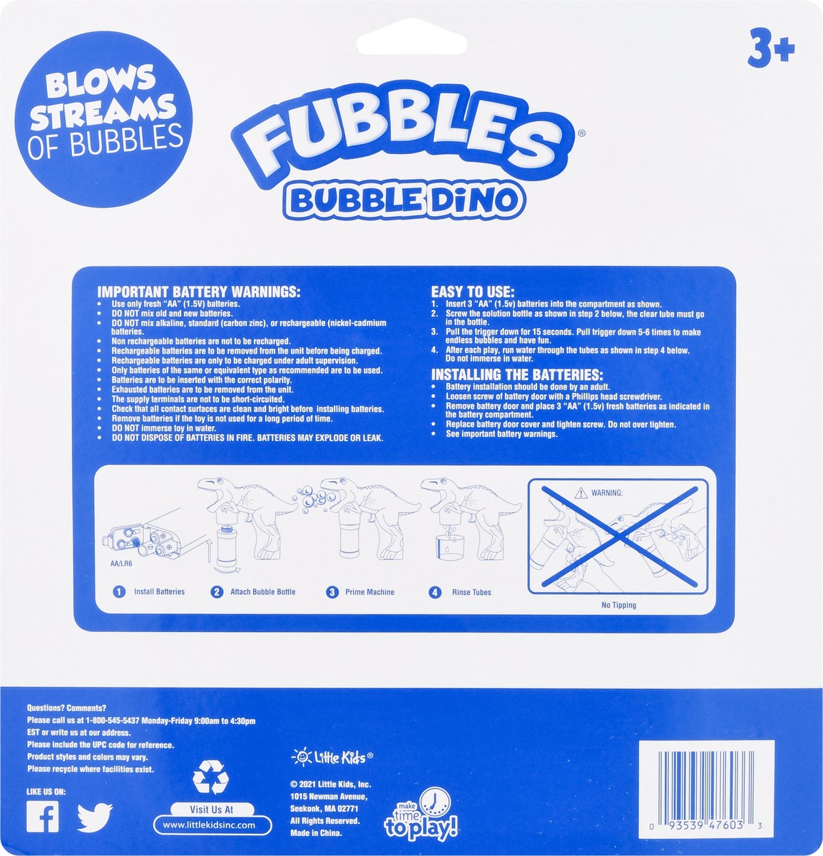 slide 4 of 12, Fubbles Dino Bubble Blaster, 2.36 fl oz