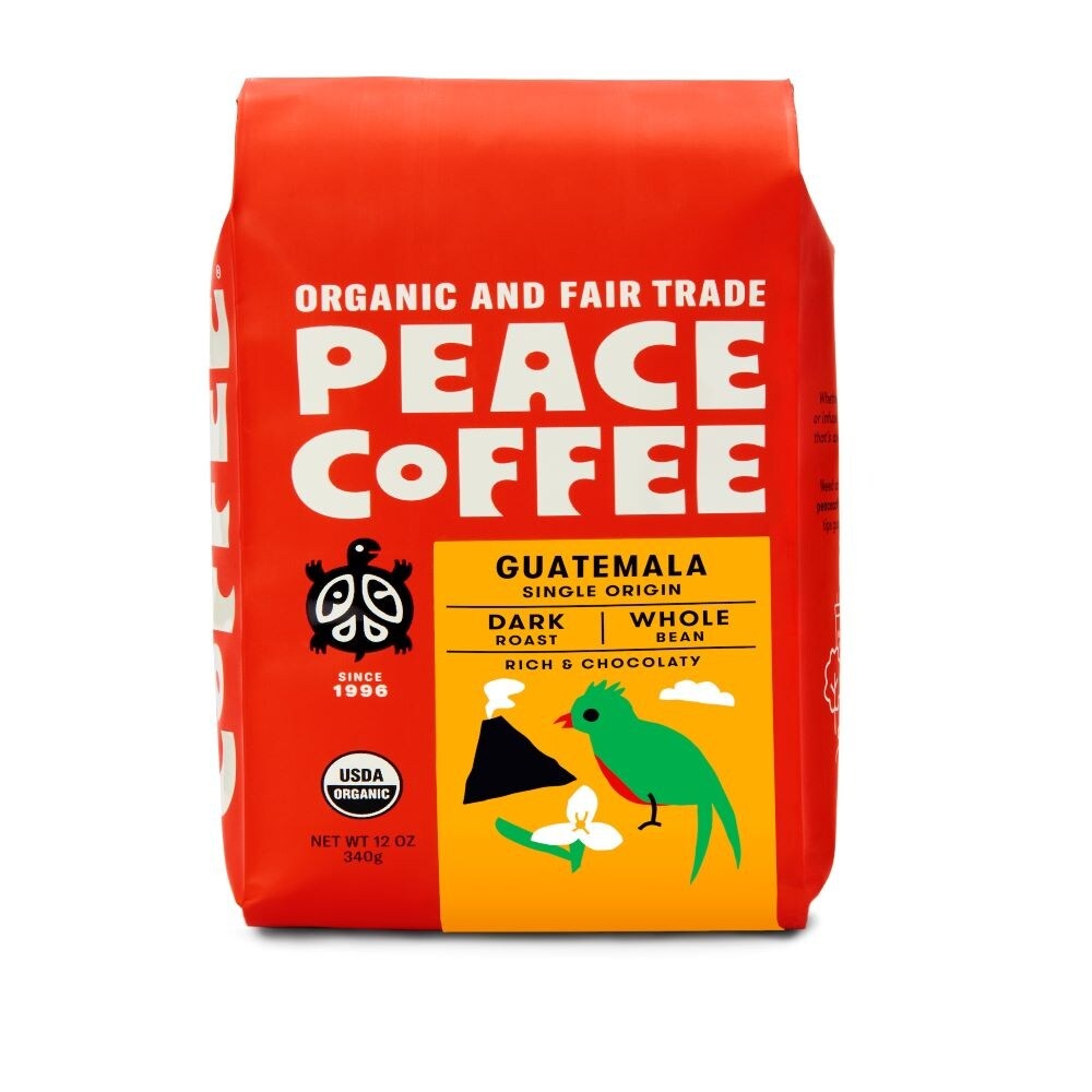 slide 1 of 1, Peace Coffee Organic Whole Bean Coffee, Guatemala, Dark Roast- 12 oz, 12 oz