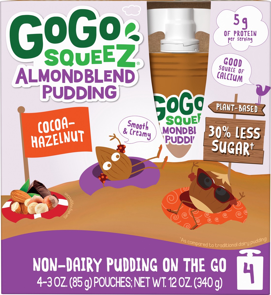 slide 1 of 7, GoGo Squeez 4 Pack Cocoa-Hazelnut Almond Blend Pudding 4 ea, 4 ct