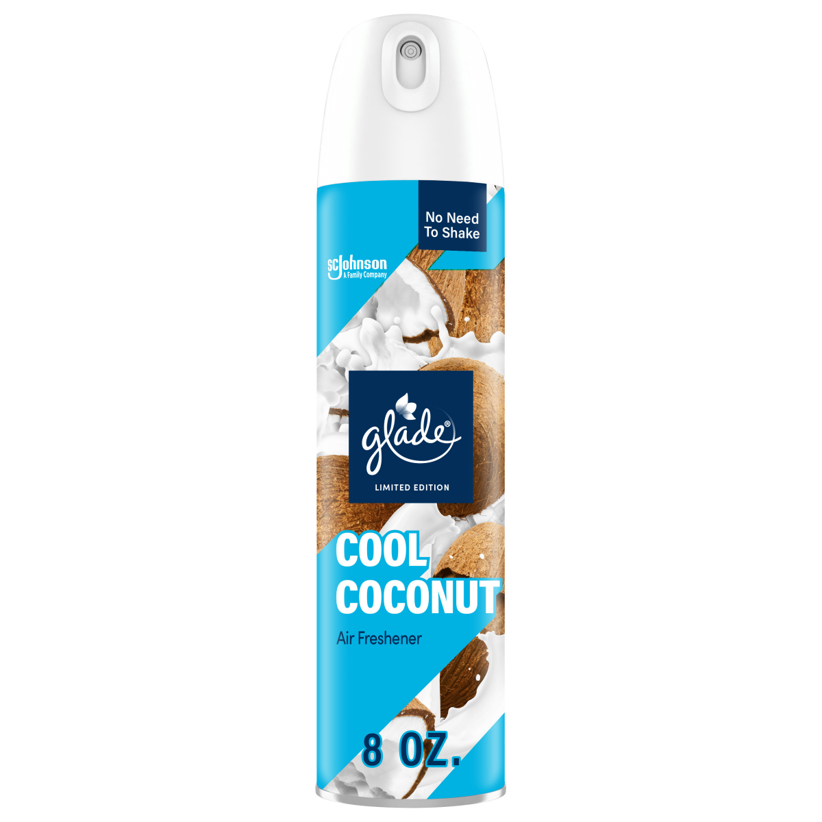 slide 1 of 29, Glade Air Freshener Spray, Cool Coconut Limited Edition, Fragrance Infused with Essential Oils, 100% Natural Propellent, 8 oz, 8 oz