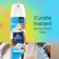 slide 11 of 29, Glade Air Freshener Spray, Cool Coconut Limited Edition, Fragrance Infused with Essential Oils, 100% Natural Propellent, 8 oz, 8 oz