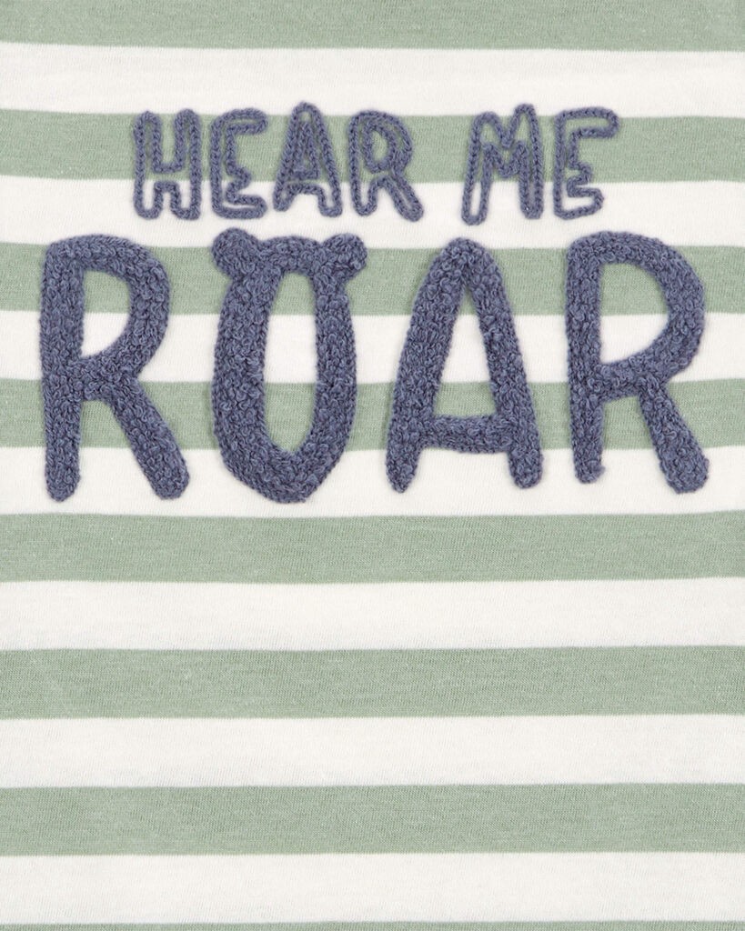 slide 2 of 2, Carter's Baby Hear Me Roar Striped Graphic Tee Green 12M, 1 ct