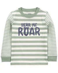 Carter's Baby Hear Me Roar Striped Graphic Tee Green 12M