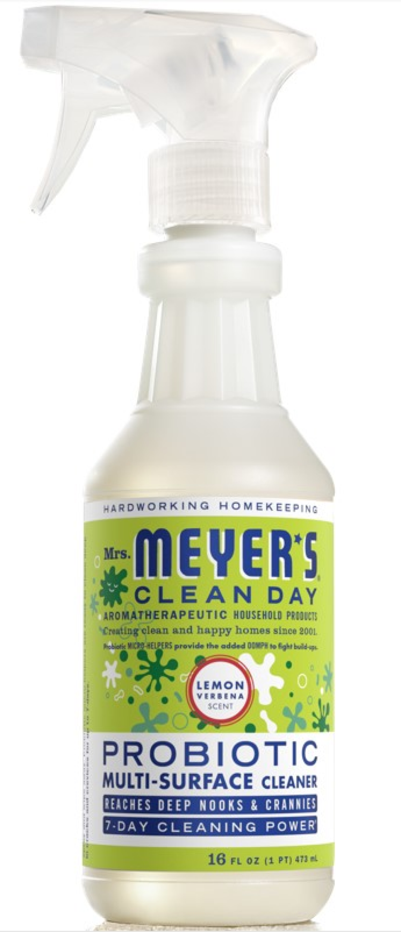 slide 1 of 1, Mrs. Meyer's Clean Day Probiotic Multi-Surface Cleaner Spray Bottle, Lemon Verbena Scent, 16 oz