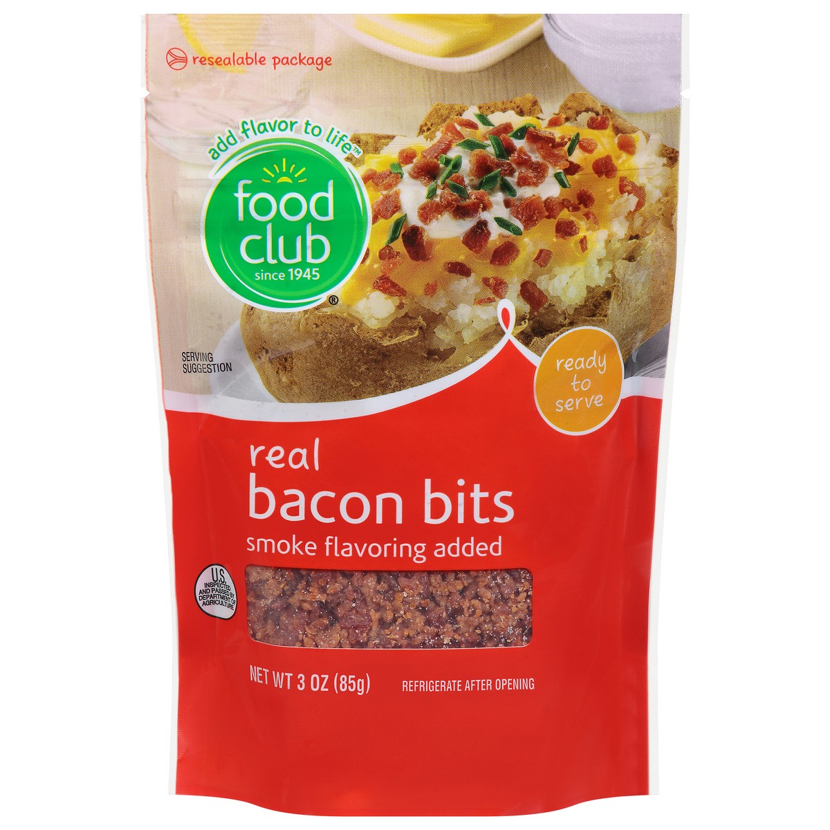 slide 1 of 9, Food Club Real Smoke Flavoring Added Bacon Bits 3 oz, 3 oz