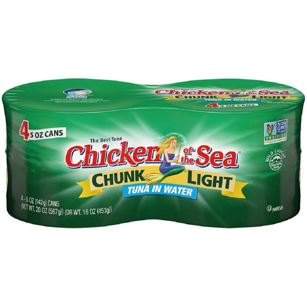 slide 1 of 5, Chicken of the Sea Chunk Light Tuna In Water, 4 ct; 5 oz