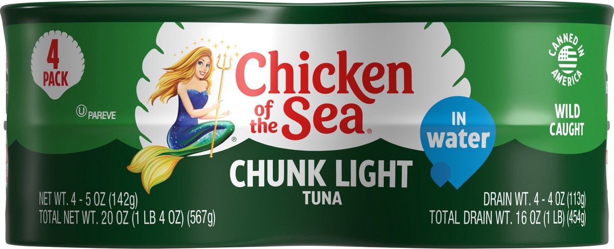 slide 7 of 8, Chicken of the Sea Chunk Light Tuna In Water 4 - 5 oz Cans, 4 ct