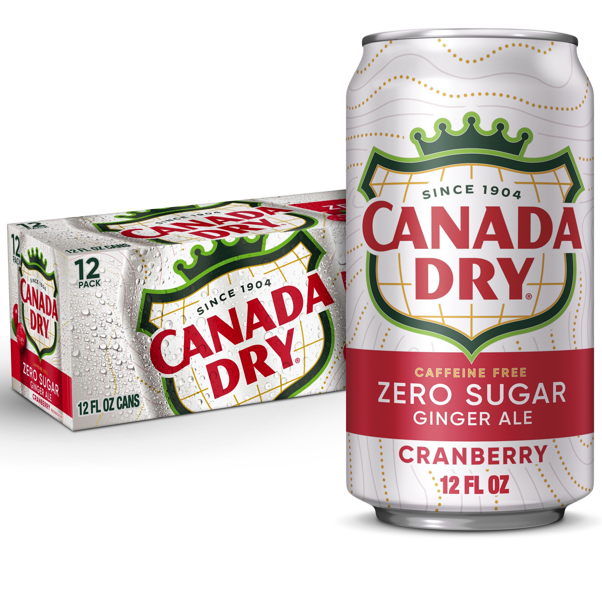 slide 1 of 9, Canada Dry Soda Zero Sugar Cranberry Ginger Ale In Cans- 144 fl oz, 12 ct; 12 fl oz