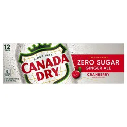 Canada Dry Zero Sugar Cranberry Ginger Ale Soda, 12 fl oz cans, 12 pack